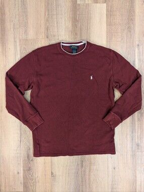 Polo Ralph Lauren Thermal Waffle Knit Shirt Mens 2XL Burgundy Cotton